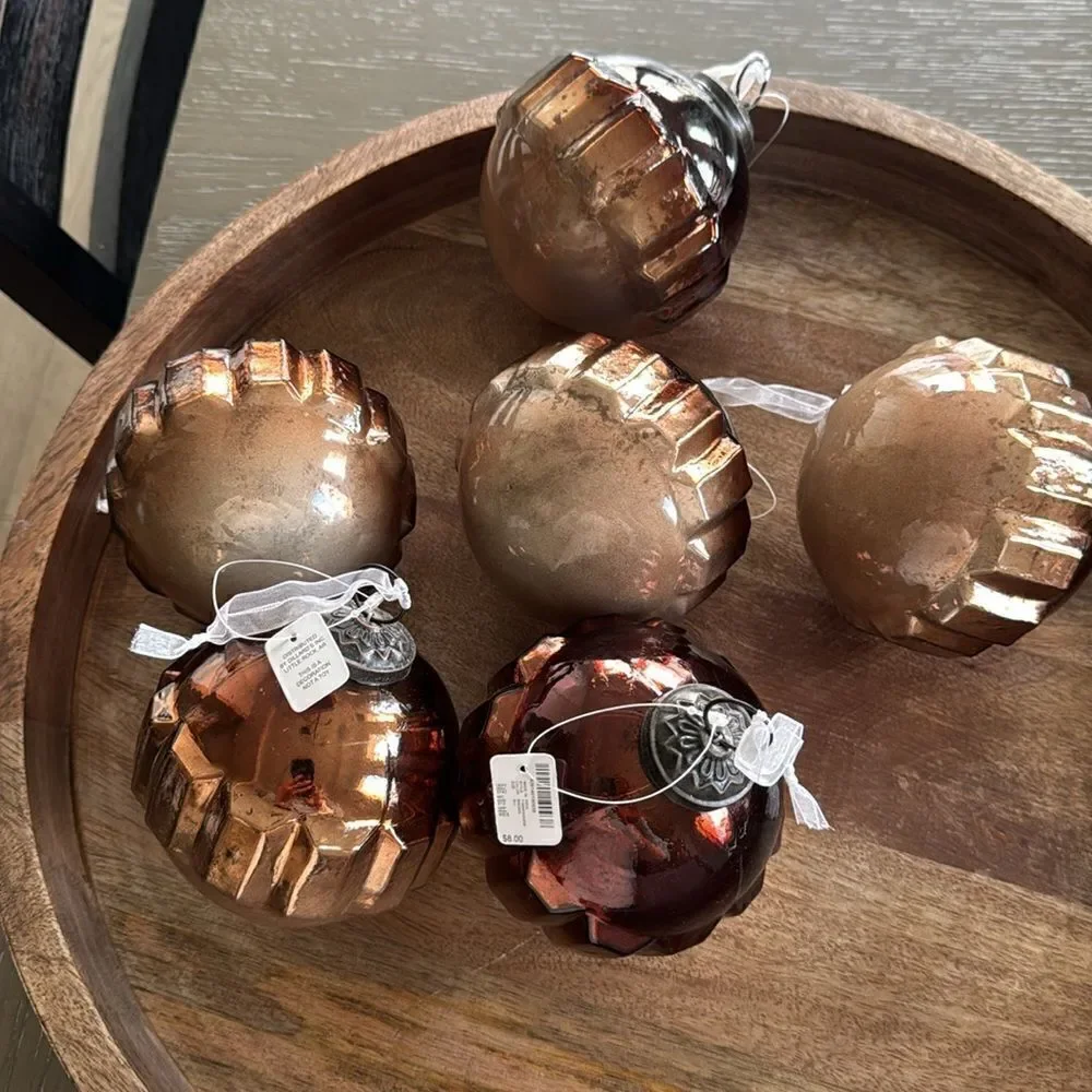 Christmas Ornaments From Dillard's Trimmings 6 Brown & Cream Ombre Rounded Glass
